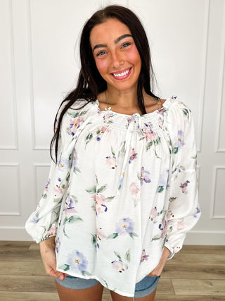 Wherever You Are Rayon Blend White Long Sleeve Avery Mae Top