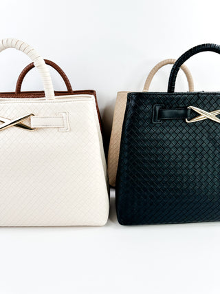Let's Pretend Faux Leather Woven Bag - Multiple Colors
