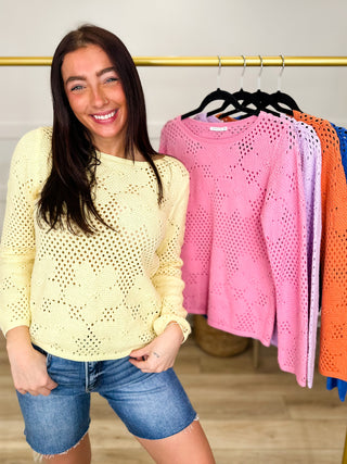 Got Me Thinking Cotton Long Sleeve Avery Mae Sweater Top - Multiple Colors