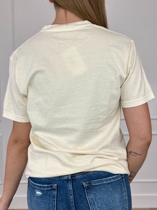 Cream short-sleeve cotton tee, plain back view
