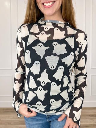 Trick or Treat Yourself Sheer Mesh Long Sleeve Avery Mae Top - Multiple Options