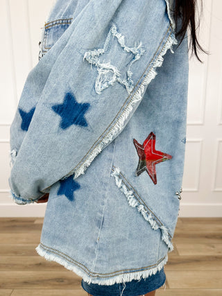 POL Star of the Show Cotton Long Sleeve Denim Shacket
