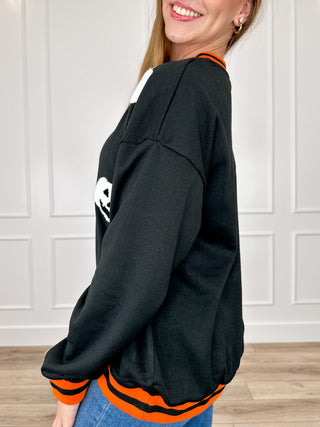 Bibi Halloweenie Knit Long Sleeve Black Crewneck Sweatshirt