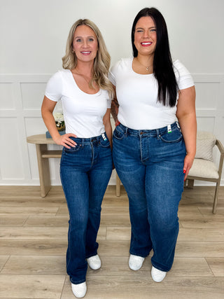 Judy Blue Cali Tummy Control Bootcut Jeans - Dark Wash (Multiple Inseams, Non-Distressed)