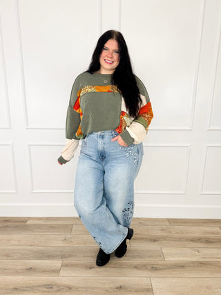 We Only Need Each Other Ribbed Long Sleeve Green Avery Mae Top