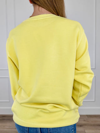 Yellow crewneck sweatshirt back view