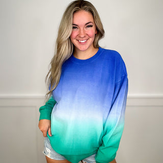 Getting Comfy Corded Cotton Long Sleeve Ombré Avery Mae Crewneck Sweatshirt - 4 colors!