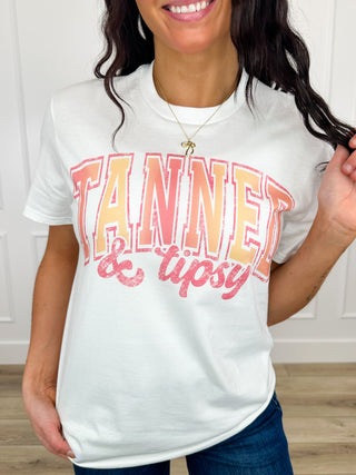 Tanned & Tipsy Cotton Short Sleeve White Avery Mae Graphic Tee Shirt (District)