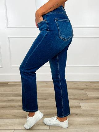 Risen Gia High-Rise Ankle Straight Leg Jeans - Dark Wash (Non-Distressed)