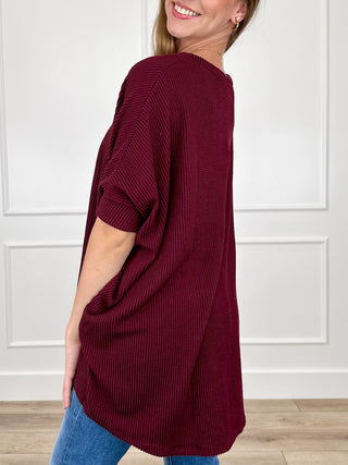 Dear Scarlett How Does This End Ribbed Short Sleeve Top - Multiple Colors