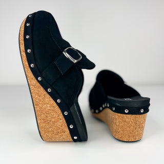 Corky Want You Back Faux Suede Black Platform Mules