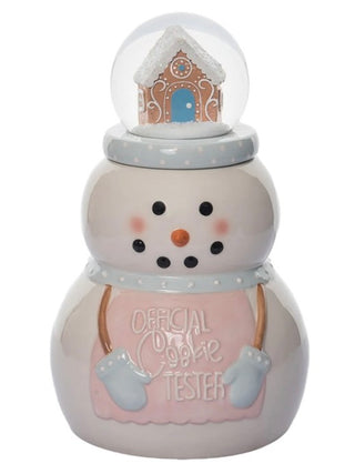 Snow Globe Snowman Ceramic Cookie Jar