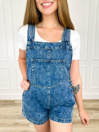 Be You Cotton Medium Wash Avery Mae Denim Overall Shorts