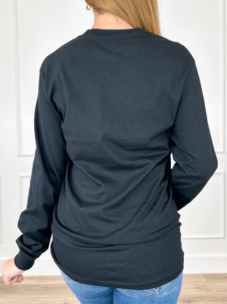 A Bit Detached Cotton Long Sleeve Black Avery Mae Graphic Tee Shirt (Gildan)