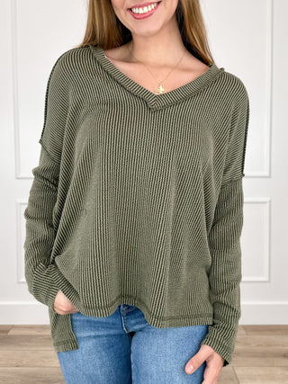Zenana The Way You Should Ribbed Long Sleeve Avery Mae Top - Multiple Colors