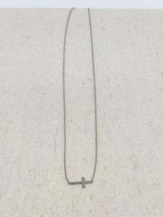 Always With Me necklace, silver chain with small square charm cross pendant