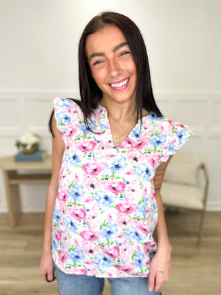 Reply All Lightweight Short Sleeve Floral Print Avery Mae Top