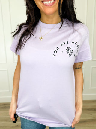 You Are Worth it Cotton Short Sleeve Avery Mae Graphic Tee Shirt - Multiple Colors (Gildan)