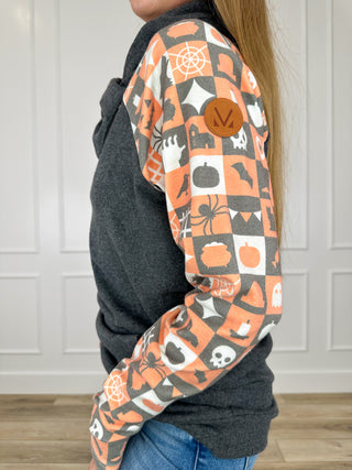 Michelle Mae Too Cute to Spook Cotton Blend Long Sleeve Black Cowl Neck Sweatshirt