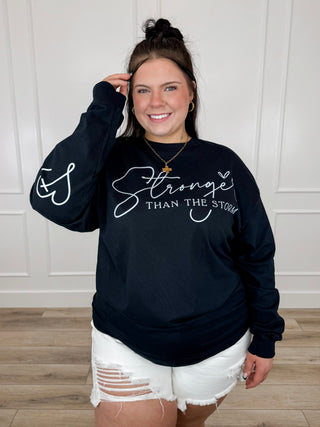 Stronger Cotton Long Sleeve Black Avery Mae Graphic Tee Shirt (Gildan)