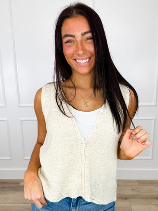 Wishlist Getting Lost Knit Button Up Sweater Vest - Multiple Colors
