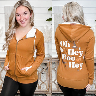 Hey Boo Ampersand Avenue Caramel Full Zip Hooded Sweatshirt