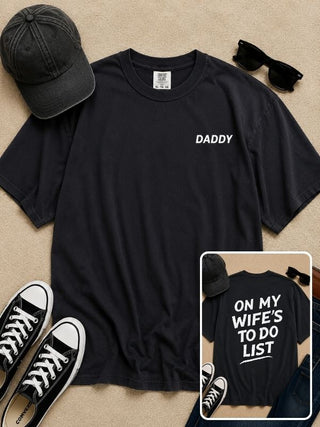 To Do List Cotton Short Sleeve Cotton Black Avery Mae Graphic Tee Shirt (Comfort Colors)