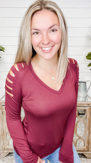 Cut into the Sky Long Sleeve Top - 2 colors!