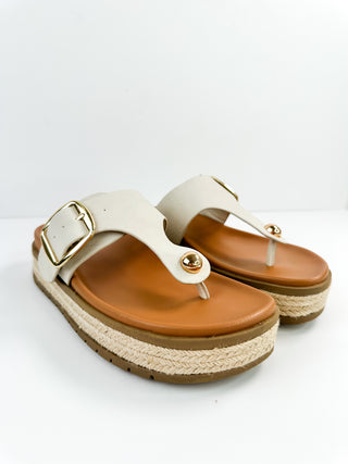 MIA See Where it Goes Faux Leather Bone Platform Sandals