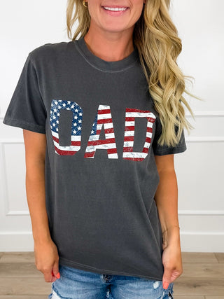 All American Dad Cotton Short Sleeve Charcoal Avery Mae Graphic Tee Shirt (Comfort Colors)