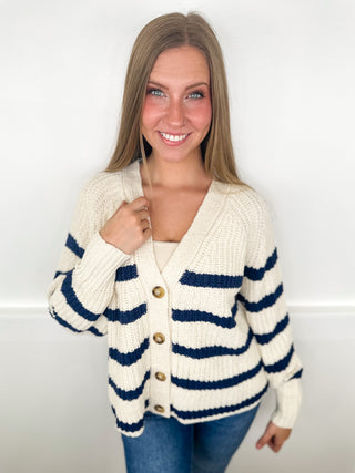 White Birch Layering Up Knit Long Sleeve Cream Button Up Cardigan