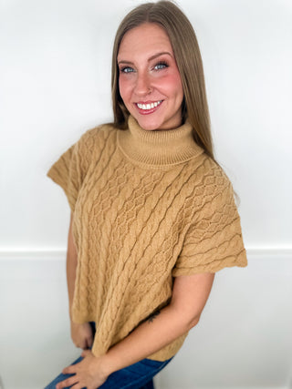 Take Me Anywhere Knit Camel Avery Mae Turtle Neck Sweater Top