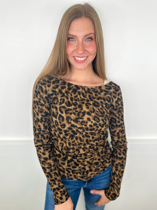White Birch A Wild Exit Lightweight Long Sleeve Leopard Top