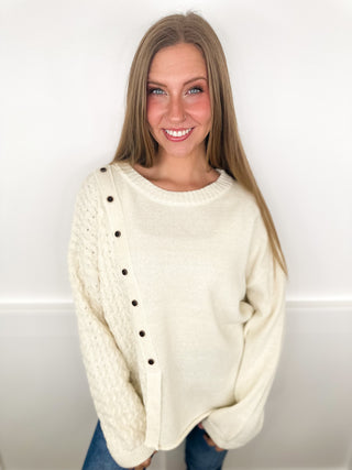 Details Are Everything Cotton Blend Long Sleeve Ivory Avery Mae Sweater Top