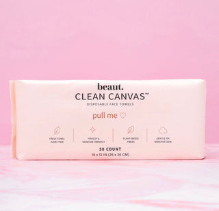 beaut. Clean Canvas disposable face towel box, 50 count