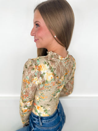Only Good Things Lace Long Sleeve Tan Avery Mae Top