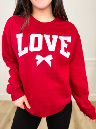 Encompassing Love Cotton Blend Long Sleeve Red Avery Mae Graphic Crewneck Sweatshirt