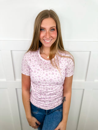 Ampersand Avenue Lavender Bloom Cotton Short Sleeve Purple Top