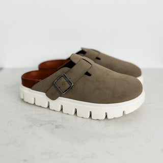 MIA These Days Faux Suede Grey Slip-on Clogs