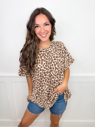 Call of the Wild Ribbed Short Sleeve Leopard Avery Mae Top