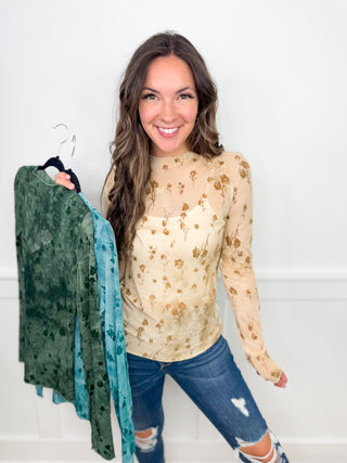 Velvet Touch Sheer Mesh Long Sleeve Avery Mae Top - 5 colors!
