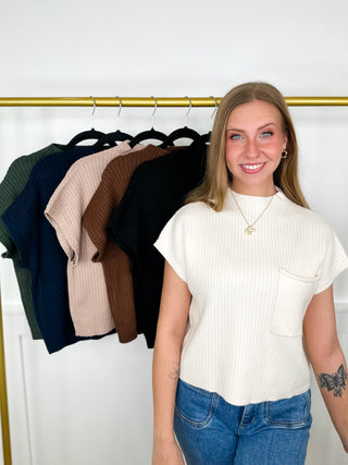 All the Needed Style Rayon Blend Short Sleeve Avery Mae Mom Cropped Sweater Top - 6 colors!