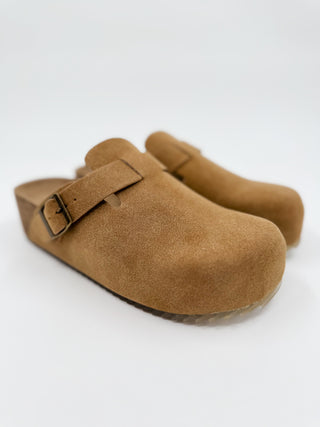 MIA Make Your Own Vibe Faux Suede Tan Platform Clogs