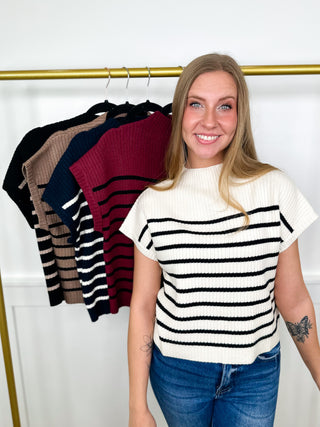 Time For Fun Rayon Blend Short Sleeve Avery Mae Mom Cropped Sweater Top - 5 colors!