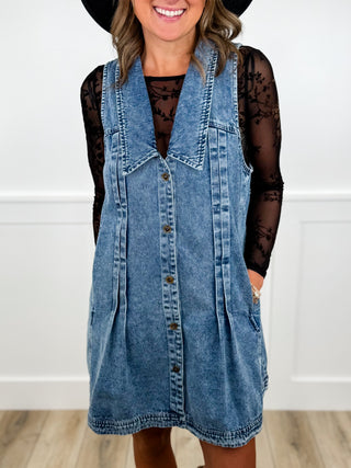 Embrace the New Cotton Denim Avery Mae Button Up Dress