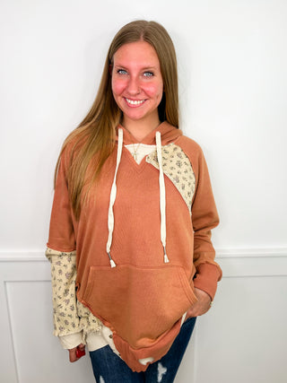 POL That Lingering Feeling Cotton Blend Long Sleeve Clay Hoodie Sweatshirt