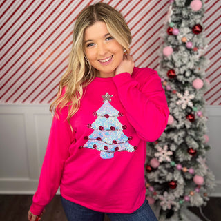 Holiday Cheermeister Cotton Blend Long Sleeve Pink Avery Mae Graphic Top