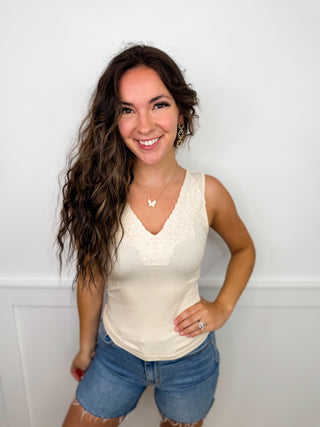 Hem & Thread Dream Weaver Rayon Blend Cream Tank Top