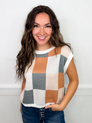 Hem & Thread It's Your Move Knit White Mom Cropped Top