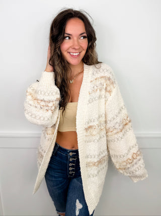 White Birch A Mental Freeze Knit Long Sleeve Cream Cardigan